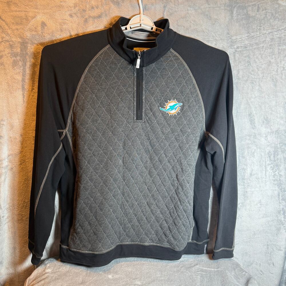 Tommy Bahama Miami Dolphins Pullover Mens XXL Gray Black 1/4 Zip NFL
